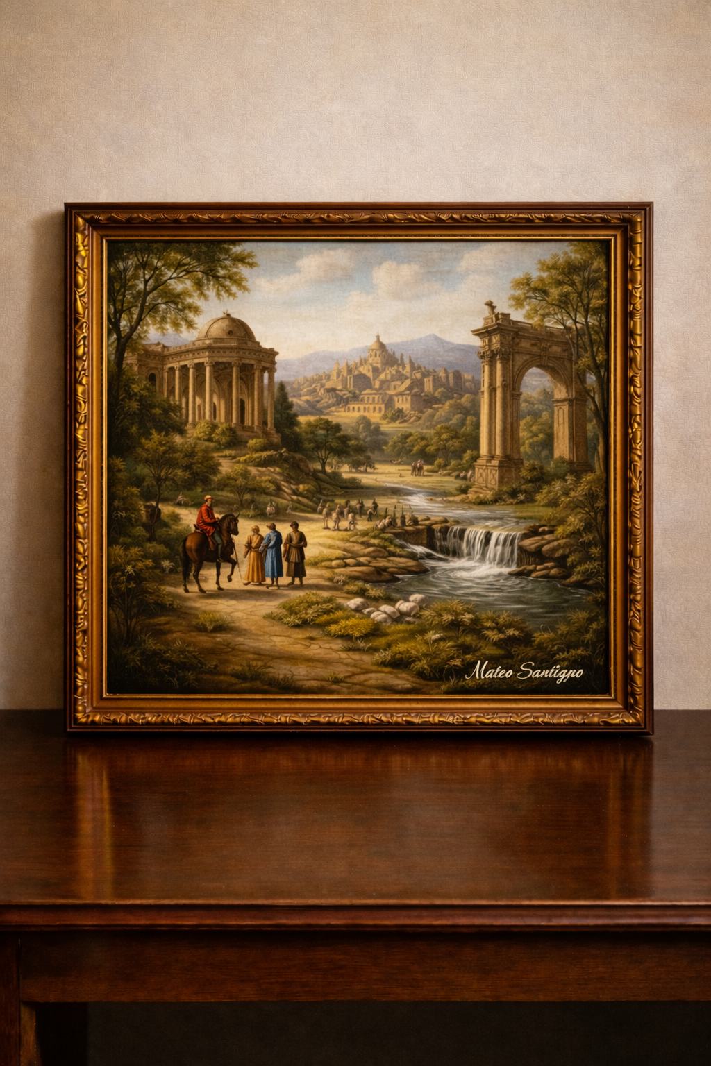 Renaissance journey through a peaceful landscape