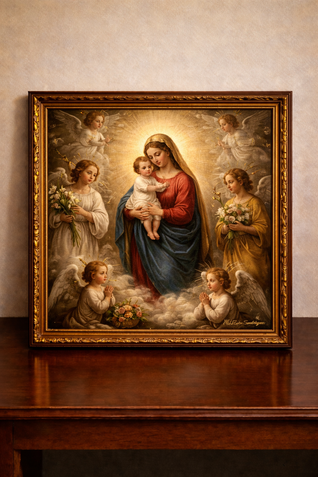 Madonna and child with angels