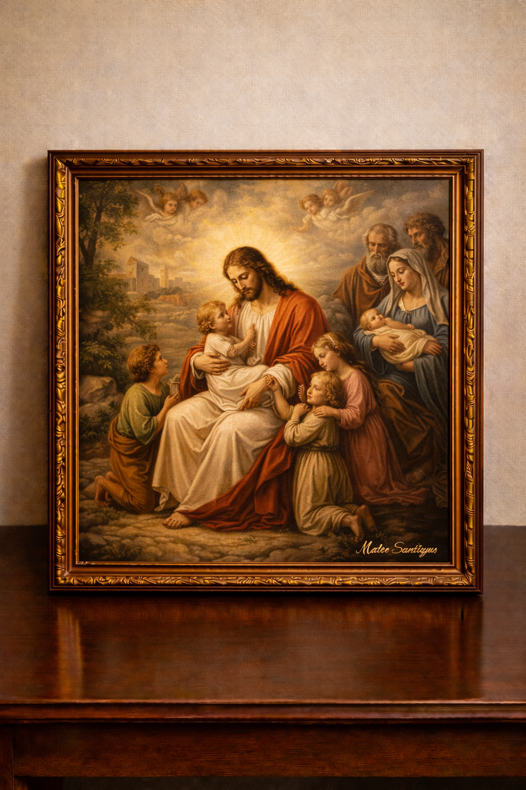 Jesus with children in serene setting