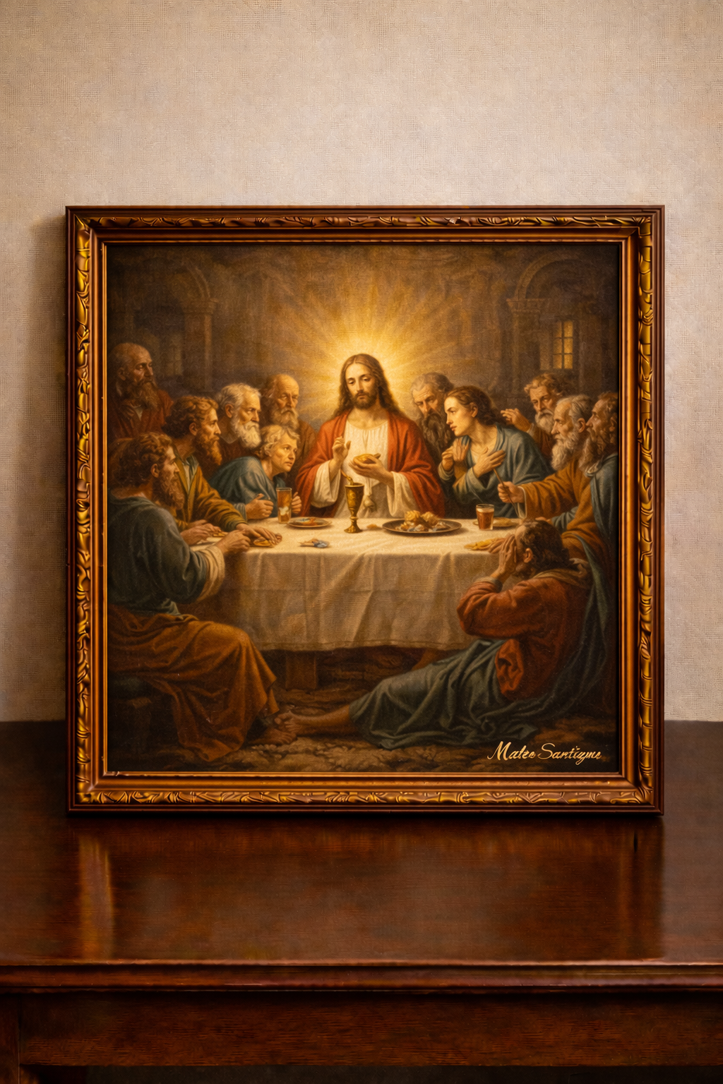 The Last Supper in gold light