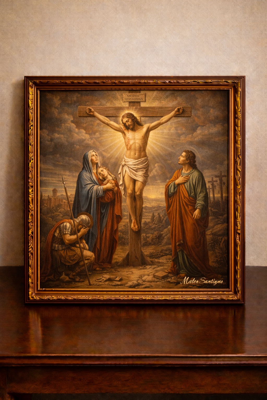 Crucifixion scene in Renaissance style