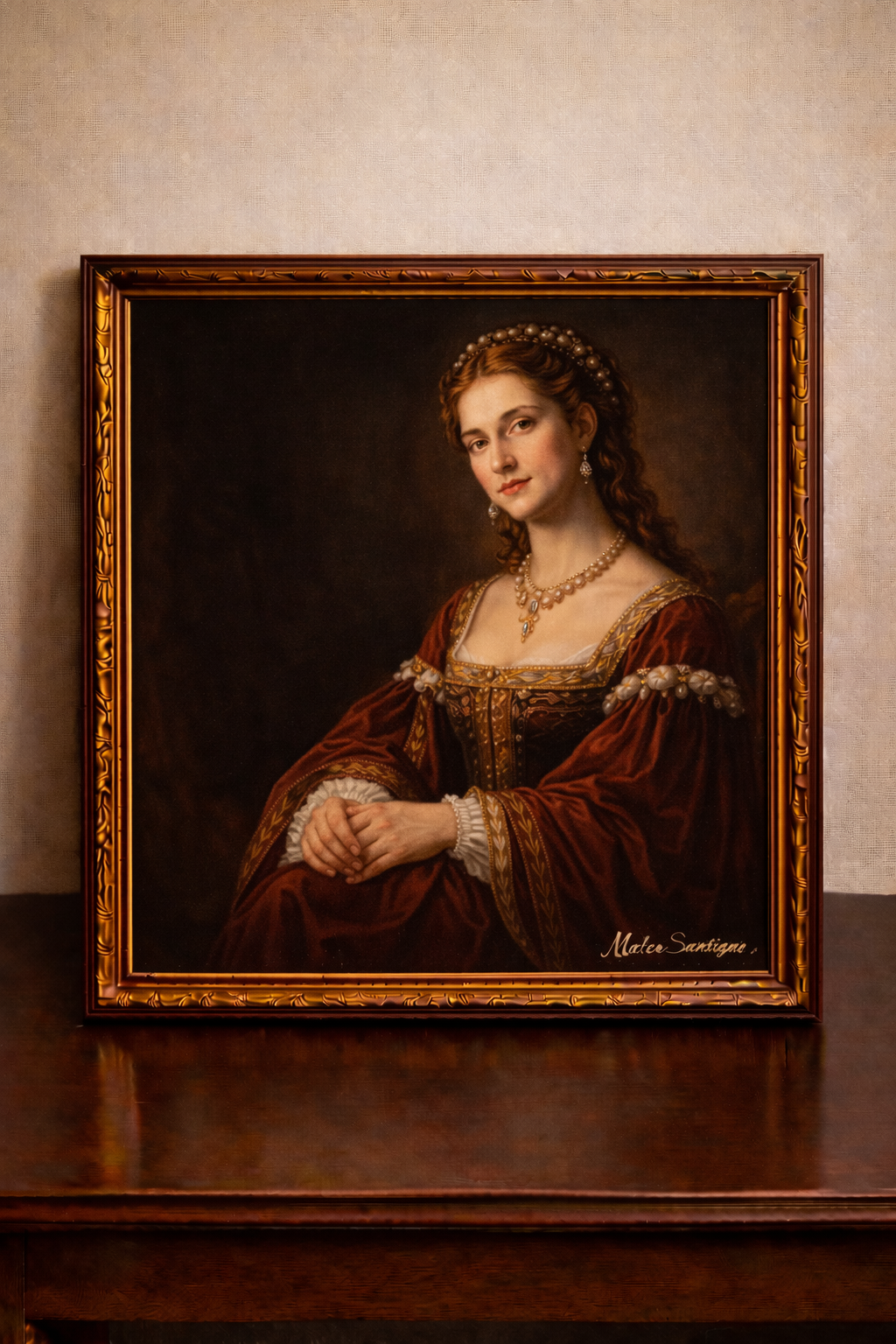 Renaissance portrait in chiaroscuro light