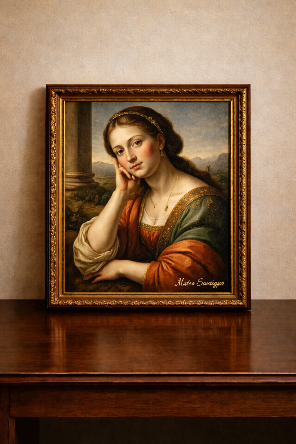 Renaissance-style portrait of a young woman